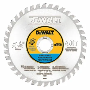 DEWALT DWA7771 Circular Saw Blade, 5 1/2 Inch Blade Dia, 40 Teeth, 0.06 Inch Cut Width | CP3PFA 30HJ85