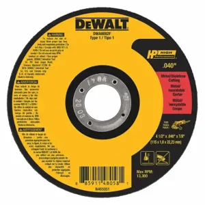 DEWALT DWA8062F Abrasive Cut-Off Wheel, 4 1/2 Inch Abrasive Wheel Dia Oxide, Type 1 | CP3NPP 49ZZ79