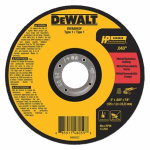 DEWALT DWA8063F Trennschleifscheibe, 5 Zoll Schleifscheibendurchmesser, Keramik, Typ 1, 7/8 Zoll Größe | CP3NQM 49ZZ81
