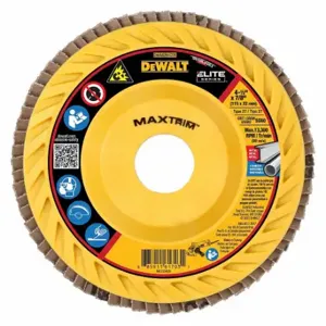 DEWALT DWA8281CTR Flap Disc, Type 27, 4 1/2 Inch x 7/8 Inch, Ceramic, 60 Grit, Plastic Bk, High Density | CP3PWX 494A13