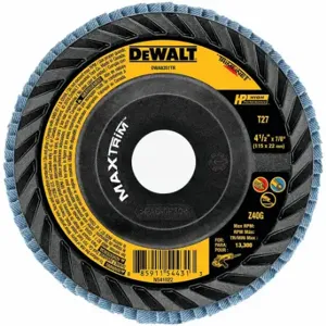 DEWALT DWA8351TR Flap Disc, Type 27, 4 1/2 Inch x 7/8 Inch, Zirconia Alumina, 40 Grit, Plastic Bk | CP3PXA 494A03