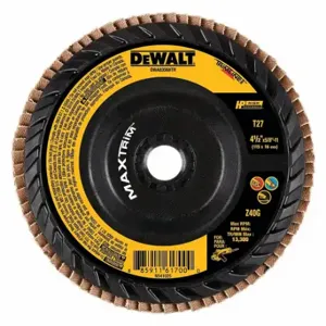 DEWALT DWA8356HTR Flap Disc, Type 27, 4 1/2 Inch x 5/8 11, Zirconia Alumina, 40 Grit, Plastic Bk | CP3PWU 494A06