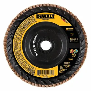 DEWALT DWA8357HTR Flap Disc, Type 27, 4 1/2 Inch x 5/8 11, Zirconia Alumina, 60 Grit, Plastic Bk | CP3PWV 494A07