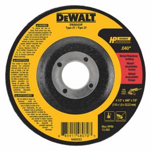 DEWALT DWA8424F Abrasive Cut-Off Wheel, 4 1/2 Inch Abrasive Wheel Dia, Ceramic, Type 27 | CR2ZQR 49ZZ80