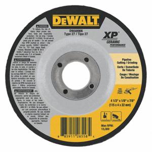 DEWALT DWA8906 Depressed Center Wheels, 4 1/2 Inch Dia, 7/8 Inch Hole, Ceramic, 24 Grit, Type 27 | CP3PNR 45NK10