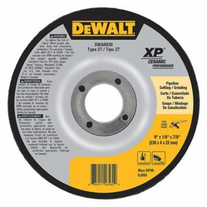 DEWALT DWA8930 Depressed Center Wheels, 9 Inch Dia, 7/8 Inch Hole, Ceramic, 24 Grit, Type 27, Xp Ceramic | CP3PPX 45NK34