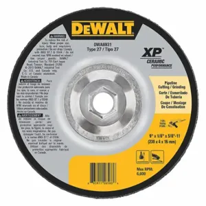 DEWALT DWA8931 Depressed Center Wheels, 9 Inch Dia, 5/8-11 Inch Hole, Ceramic, 24 Grit, Type 27 | CP3PPT 45NK35