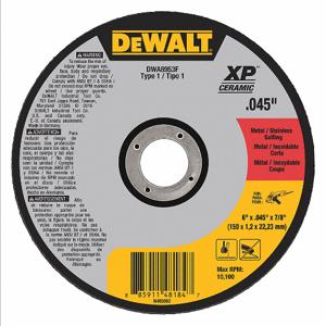 DEWALT DWA8953F Trennschleifscheibe, 6 Zoll Schleifscheibendurchmesser, Keramik, Typ 1, 7/8 Zoll Aufnahmeloch | CN2QQH DW8853 / 6TMT5