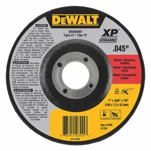 DEWALT DWA8960L Abrasive Cut-Off Wheel, 7 Inch Abrasive Wheel Dia, Ceramic, Type 27, 7/8 Inch Size | CP3NQZ 49ZZ73