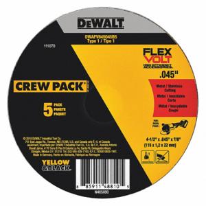 DEWALT DWAFV845045B5 Abrasive Cut-Off Wheel, 4 1/2 Inch Abrasive Wheel Dia, Ceramic, Type 1, 0.045 Inch Thick | CP3NPW 444P76