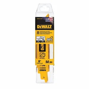 DEWALT DWAR6114B25 Reciprocating Saw Blades, 14 Teeth Per Inch, 6 Inch Blade Length, 21/500 Inch Height | CP2HMV 61KP90