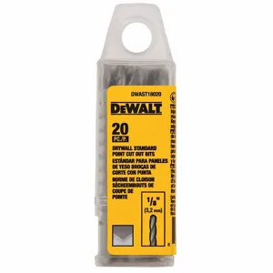 DEWALT DWAST18020 Cut Out Bit, High Speed Steel, 1/8 Inch Drill Bit Dia, 35 mm Cutting Dp, Drywall, 20 PK | CP2LVJ 60NP29