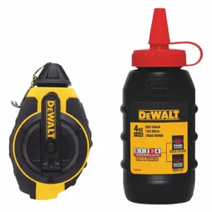 DEWALT DWHT47374L Chalk Line Reel, 3, 1, 100 ft Line Length, Red, 8 oz Fill Wt, Turn Cap Door, Red | CP3PDD 49XH43