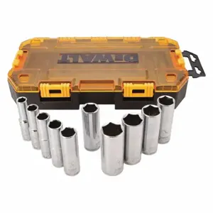 DEWALT DWMT73814 Tough Box, SAE 1/2 Inch Size Dr. Deep Socket Set | CP3QYJ 50XM61