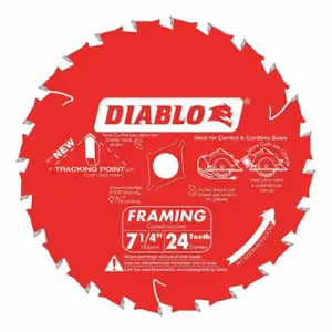 DIABLO D0724X Circular Saw Blade, 7 1/4 Inch Blade Dia, 24 Teeth, 0.059 Inch Cut Width | CP3RNJ 52XF66