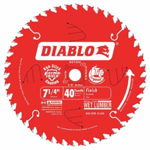 DIABLO D0740X Circular Saw Blade, 7 1/4 Inch Blade Dia, 40 Teeth, 0.059 Inch Cut Width | CP3RNM 52XF68