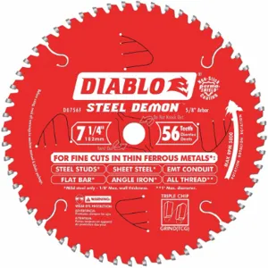 DIABLO D0756F 7-1/4 Inch Carbide Metal Cutting Circular Saw Blade, No. of Teeth 56 | CD2HMJ 52XF60