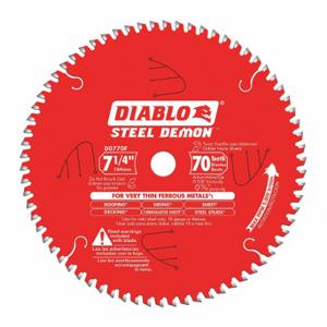 DIABLO D0770F Circular Saw Blade, 7 1/4 Inch Blade Dia, 70 Teeth, 0.071 Inch Cut Width | CP3RNT 53WC04