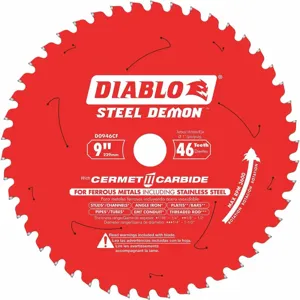 DIABLO D0946CF 9 Inch Cerment SS Cutting Circular Saw Blade, No. of Teeth 46 | CD2LLE 52XF49