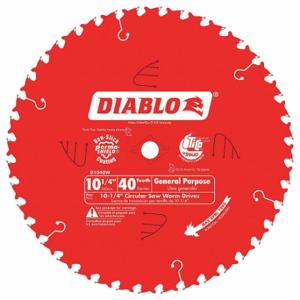 DIABLO D1040W Circular Saw Blade, 10 1/4 Inch Blade Dia, 40 Teeth, 0.087 Inch Cut Width | CP3RMR 53WC03