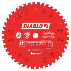 DIABLO D1244X Circular Saw Blade, 12 Inch Blade Dia, 44 Teeth, 0.098 Inch Cut Width, 1 Inch Arbor Size | CP3RMY 52XF79