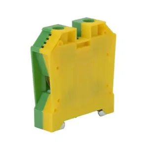 DINNECTOR DN-G1/0MN Screw Grounding Terminal Block, Green And Yellow, 35mm Din Rail Mount, Pack Of 5 | CV8CTM