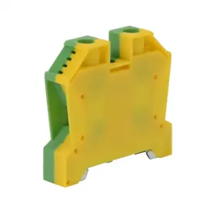 DINNECTOR DN-G4MN Screw Grounding Terminal Block, Green And Yellow, 35mm Din Rail Mount, Pack Of 8 | CV8CTR