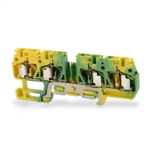 DINNECTOR DN-QG12-2-2 Screwless Grounding Terminal Block, Two To Two-Connection, Green And Yellow, Pack Of 10 | CV8CUK