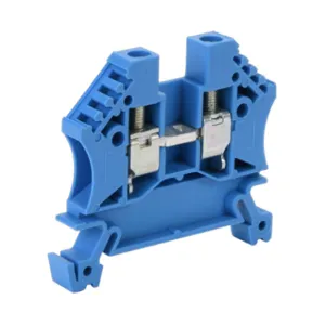 DINNECTOR DN-T10B-A Screw Single-Level Terminal Block, Blue, 30A, 35mm Din Rail Mount, Pack Of 100 | CV8CUN