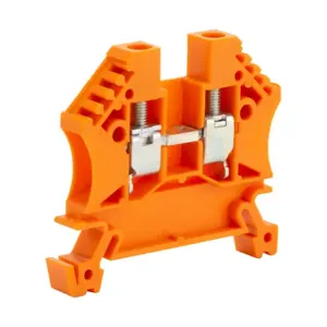 DINNECTOR DN-T10ORG-A Screw Single-Level Terminal Block, Orange, 30A, 35mm Din Rail Mount, Pack Of 100 | CV8CUT