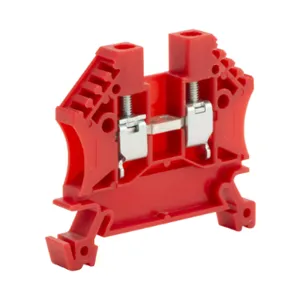 DINNECTOR DN-T10RED-A Screw Single-Level Terminal Block, Red, 30A, 35mm Din Rail Mount, Pack Of 100 | CV8CUU