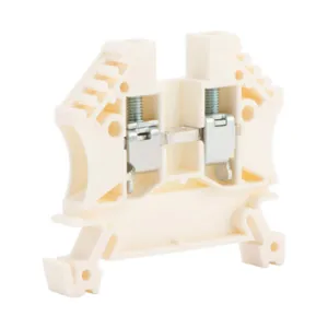 DINNECTOR DN-T10W-A Screw Single-Level Terminal Block, White, 30A, 35mm Din Rail Mount, Pack Of 100 | CV8CUV