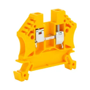 DINNECTOR DN-T10YEL-A Screw Single-Level Terminal Block, Yellow, 30A, 35mm Din Rail Mount, Pack Of 100 | CV8CUW