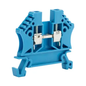 DINNECTOR DN-T12B-A Screw Single-Level Terminal Block, Blue, 20A, 35mm Din Rail Mount, Pack Of 100 | CV8CUY