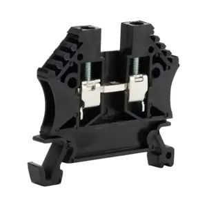 DINNECTOR DN-T12BLK-A Screw Single-Level Terminal Block, Black, 20A, 35mm Din Rail Mount, Pack Of 100 | CV8CUZ