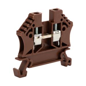 DINNECTOR DN-T12BR-A Screw Single-Level Terminal Block, Brown, 20A, 35mm Din Rail Mount, Pack Of 100 | CV8CVA