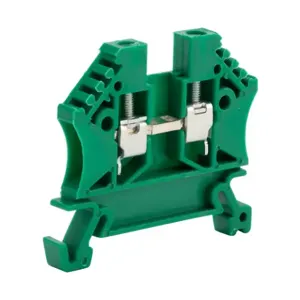 DINNECTOR DN-T12GRN-A Screw Single-Level Terminal Block, Green, 20A, 35mm Din Rail Mount, Pack Of 100 | CV8CVB