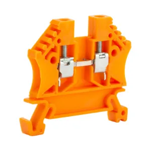 DINNECTOR DN-T12ORG-A Screw Single-Level Terminal Block, Orange, 20A, 35mm Din Rail Mount, Pack Of 100 | CV8CVC