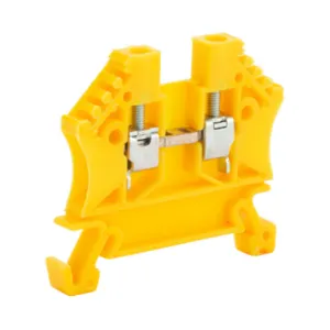 DINNECTOR DN-T12YEL-A Screw Single-Level Terminal Block, Yellow, 20A, 35mm Din Rail Mount, Pack Of 100 | CV8CVF