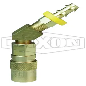 DIXON 3CM4B3-B Mold Coupler, 3/8 Inch NPTF, 45 Deg. Bend, Valved Brass | BX6PTB