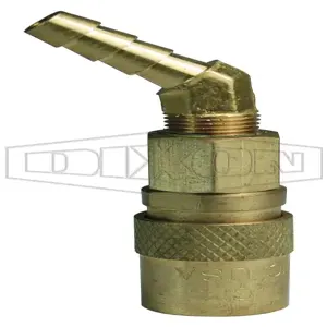 DIXON 3CM4S4-B Mold Coupler, 1/2 Inch Size, 45 Deg. Bend, Valved, Brass | BX6PTD