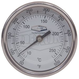 DIXON 30060104 Bi-Metal Thermometer, 1/2 Inch MNPT, 3 Inch Face, 6 Inch Stem | AN7ZAW