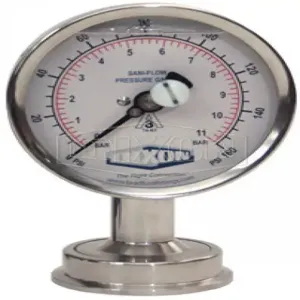 DIXON 3S-E-15U-GFBKSS Pressure Gauge, 1-1/2 Inch Size, 316L Stainless Steel | BX6PYL