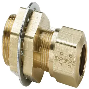 DIXON 66NBH86 Brass DOT Air Brake Bulkhead Union, 1/2 Inch Tube x 3/8 Inch Pipe | BX6TJC