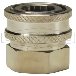 DIXON 4EF4-S Straight Thru Coupler, 1/2 Inch Size, 1/2-14 Inch NPTF, Stainless Steel | BX6JJP