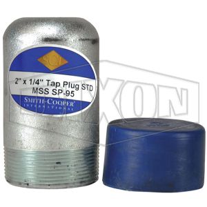 DIXON BP40-400T050 Bull Plug With Tap, Blue Cap Component, 7 Length, 4 x 1/2 Inch Male Thread | BX6ZEF