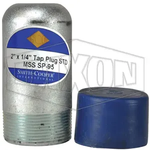 DIXON BP40-200T050 Bull Plug With Tap, Blue Cap Component, 5 Length, 2 x 1/2 Inch Male Thread | BX6ZDR