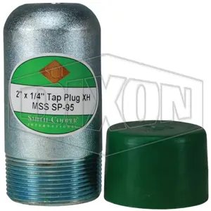 DIXON BP80-200T025 Bull Plug With Tap, Green Cap Component, 4 Length, 2 x 1/4 Inch Thread | BX6ZDU