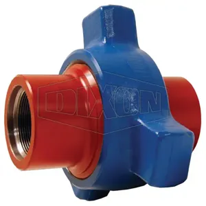 DIXON HU1502400 Threaded Hammer Union, 4 Inch Size, Red Sub, Blue Nut | BX7JJH