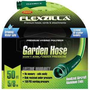 DIXON KRH75 Premium Flexzilla Garden Hose, Green, Hybrid Polymer, 5/8 x 75 Ft. Size | BX7JYP